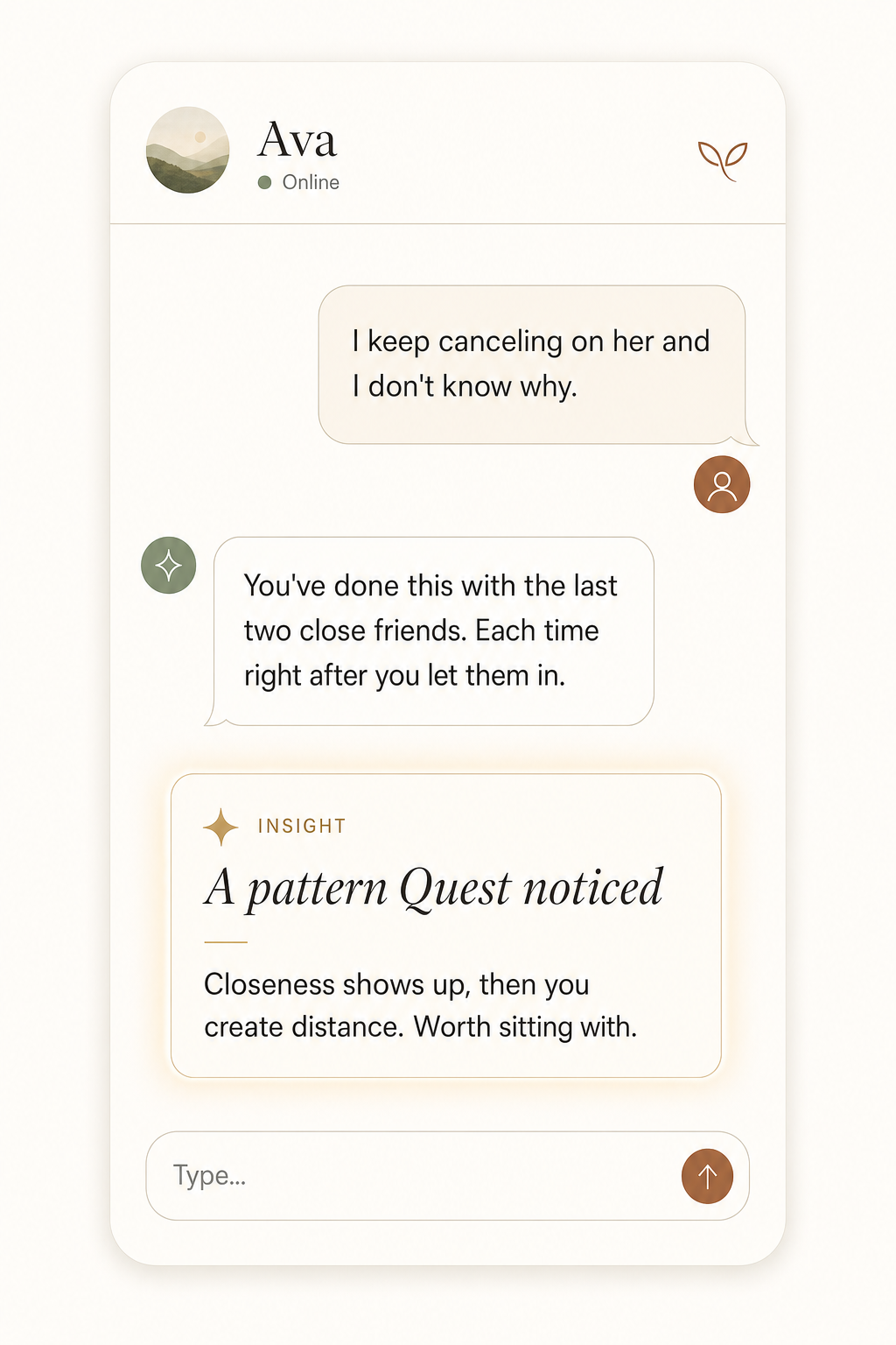 Quest chat with insight card